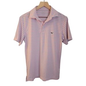 Vineyard Vines Performance Polo Pink and Blue Stripes XS‎